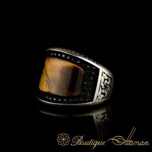 Curved Tiger's Eye Silver Ring - Image 3