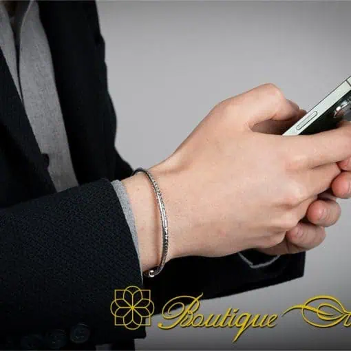 Ornamented Unisex Silver Cuff Bracelet - Image 5