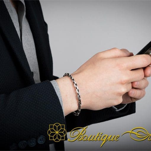 Chain Design Unisex Silver Cuff Bracelet - Image 6