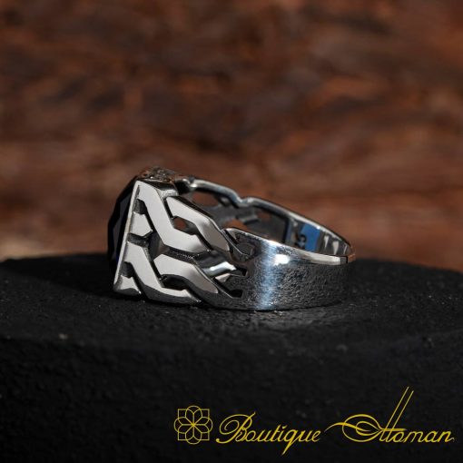 Square Modern Blue Zircon Men Ring - Image 5