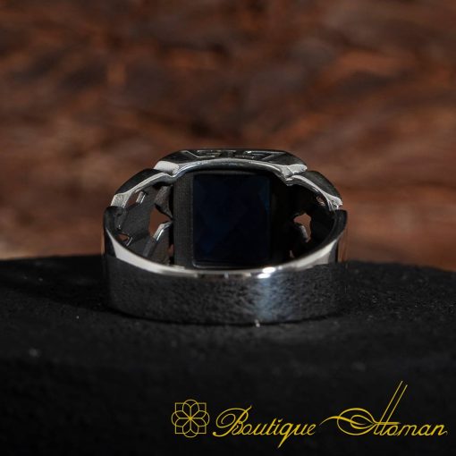Square Modern Blue Zircon Men Ring - Image 6