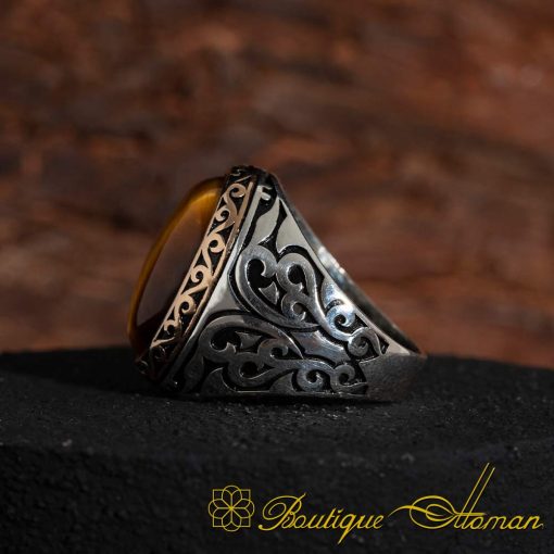 Oval Tiger's Eye Stone Silver Ring - Image 4