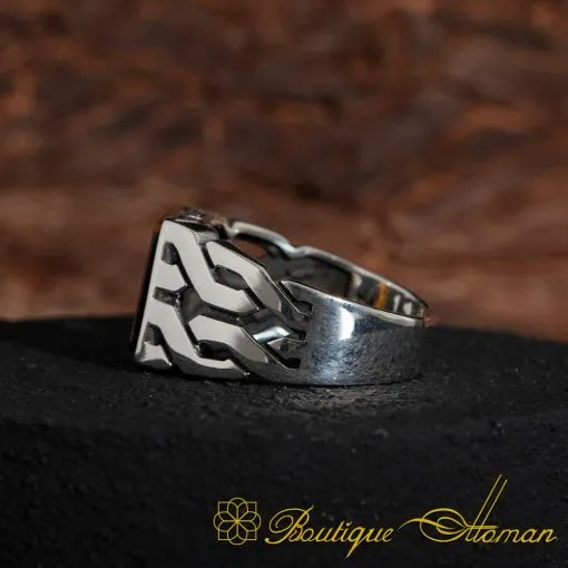 Square Modern Tiger's Eye Men Ring - Image 5