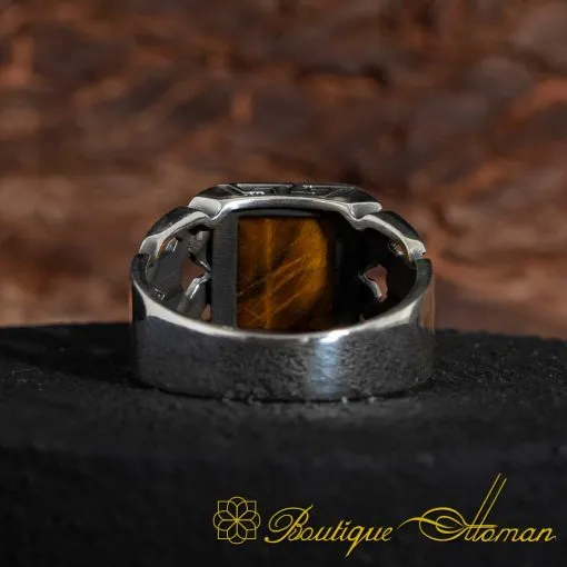 Square Modern Tiger's Eye Men Ring - Image 6