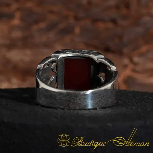 Square Modern Aqeeq Men Ring - Image 6