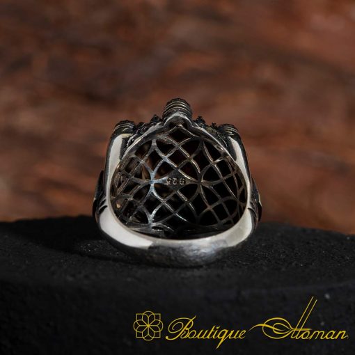 Qubba Black Zircon Ottoman Style Silver Ring - Image 5