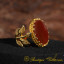 Red Aqeeq Hand Made Women Flower Ring (Gold Plated)