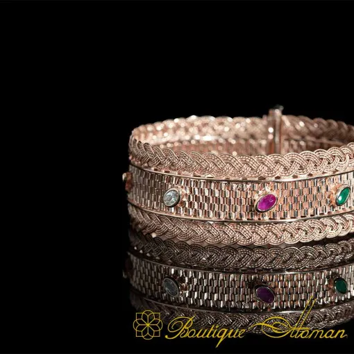 Ottoman Design Mixed Zircon Rose Gold Bracelet For Women - Image 4