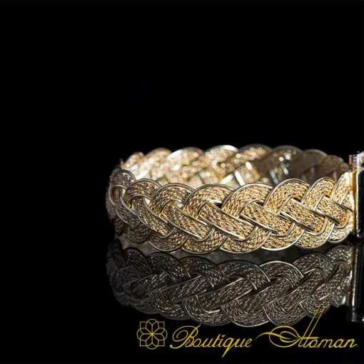 Ottoman Design Golden Cuff Bracelet For Women - Image 4