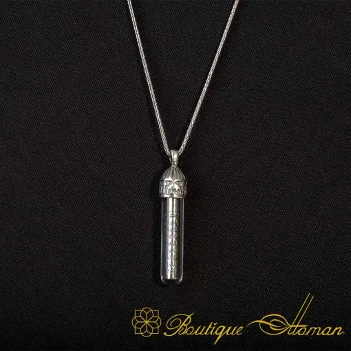 Capsule Cylinder Glass Taweez Silver Necklace - Image 3