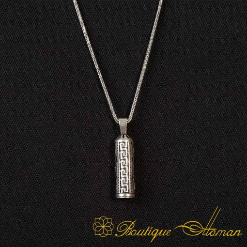 Ornamented Cylinder Taweez Silver Necklace - Image 3