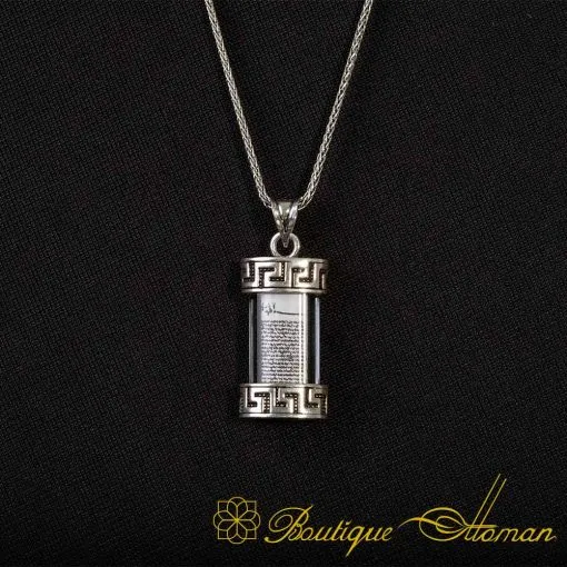 Classy Cylinder Glass Taweez Silver Necklace - Image 3
