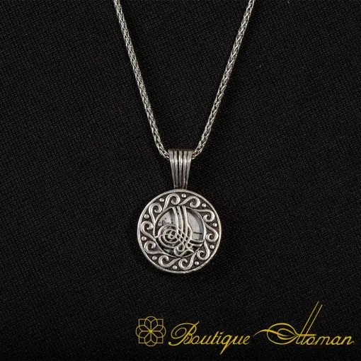 Tughra Round Taweez Silver Necklace - Image 3