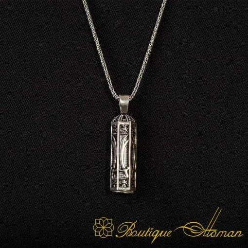 Swords Cylinder Taweez Silver Necklace - Image 3