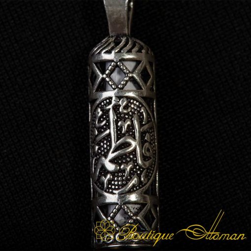 Hand of Fatima Cylinder Taweez Silver Necklace - Image 3