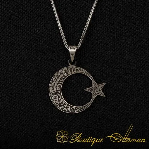 Crescent Star Islamic Silver Necklace - Image 4