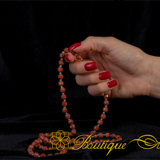 Star Stone Brown Faceted Three In One 99 Beads Necklace & Bracelet & Misbaha - Image 3