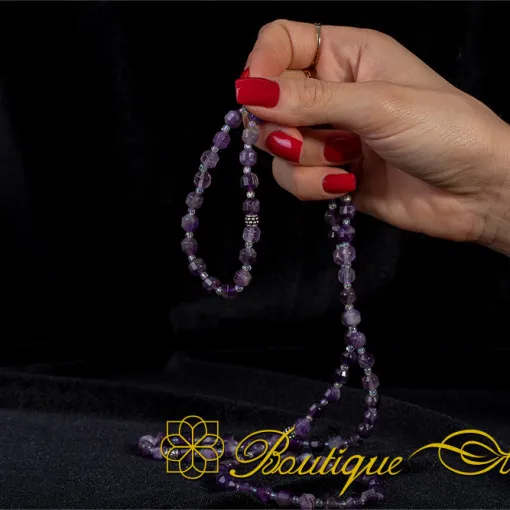 Amethyst Faceted Three In One 99 Beads Necklace & Bracelet & Misbaha - Image 3