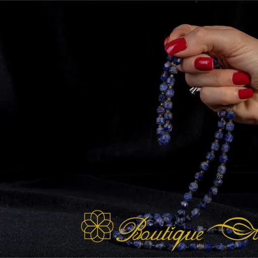 Lapis Lazuli Faceted Three In One 99 Beads Necklace & Bracelet & Misbaha - Image 3