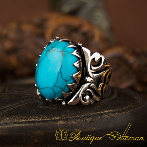 Ela Collection Turquoise Silver Ring - Image 3