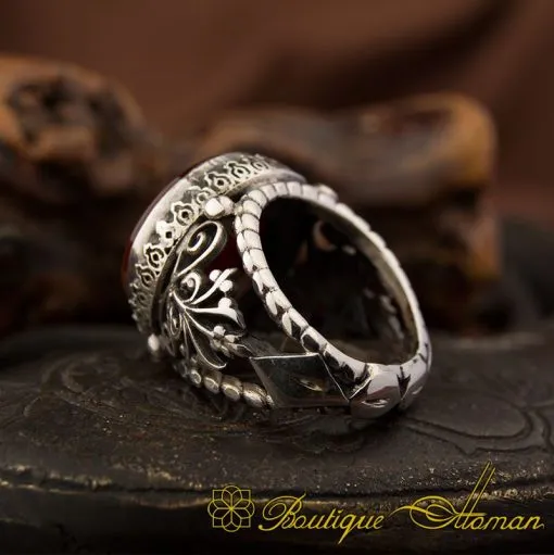 Evil Eye Protection Surah Al-Qalam Yemeni Aqeeq Ring - Image 4
