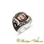 Exclusive Cut Black Onyx Silver Men Ring With Double Headed Eagle