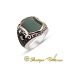 Exclusive Cut Green Aqeeq Silver Men Ring