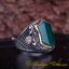 Exclusive Cut Green Aqeeq Silver Men Ring