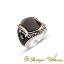 Exclusive Cut Black Onyx Silver Men Ring