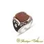 Exclusive Cut Red Aqeeq Silver Men Ring