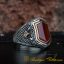 Exclusive Cut Red Aqeeq Silver Ring