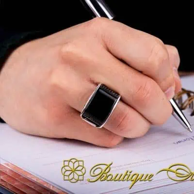 Exclusive Rectangle Onyx Men Ring - Image 5