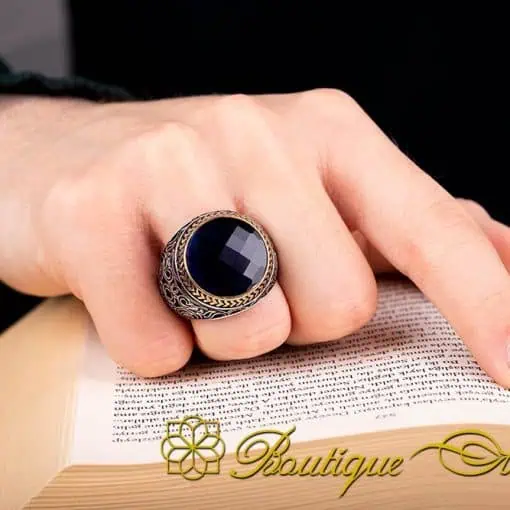 Exclusive Round Blue Zircon Silver Ring - Image 5