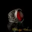 Filigree Handmade Ring with Fire Amber Stone
