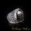 Filigree Handmade D Shape Black Aqeeq Ring with Shahada