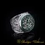 Filigree Handmade Flat Green Aqeeq Ring with Shahada