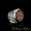 Filigree Handmade Flat Red Aqeeq Ring with Shahada