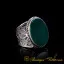 Filigree Handmade Ring with Flat Green Aqeeq