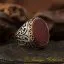 Oval Flat Yemeni Liver Aqeeq Stone Silver Ring