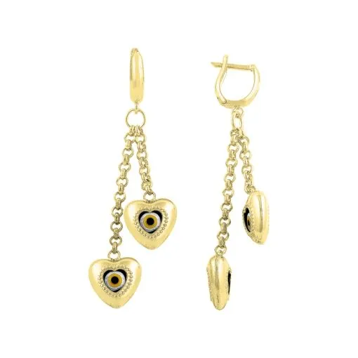 Gold Plated Evil Eye Heart Earrings