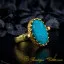 Turquoise Hand Made Simple Women Ring (Gold Plated)