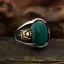 Classy Gentle Green Agate Men Ring With Coat Of Arms