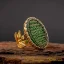 Green Aqeeq Ayat Al Kursi Women Ring (Gold)