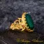 Green Aqeeq D Shape Handcraft Women Ring (Gold Plated)