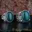 Green Aqeeq D Shape Handcraft Women & Men Couple Rings Set