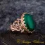 Green Aqeeq D Shape Handcraft Women Ring (Rose Gold Plated)