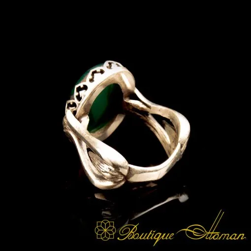 Green Aqeeq Hand Made Women Ring - Image 4