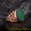 Green Aqeeq Filigree Sides Women Ring (Rose Gold Plated)