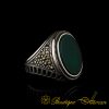 Green Aqeeq and Marcasite Designer Ring