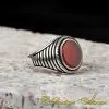 Red Aqeeq Flat Pinky Finger Ring